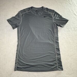 Nike Mens Size Medium Dri-Fit Running Gray Athletic‎ Short Sleeve Shirt
